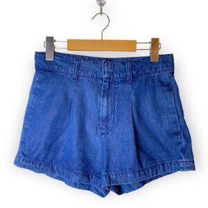 7 For All Mankind Blue Pleated 2inch  Shorts 26